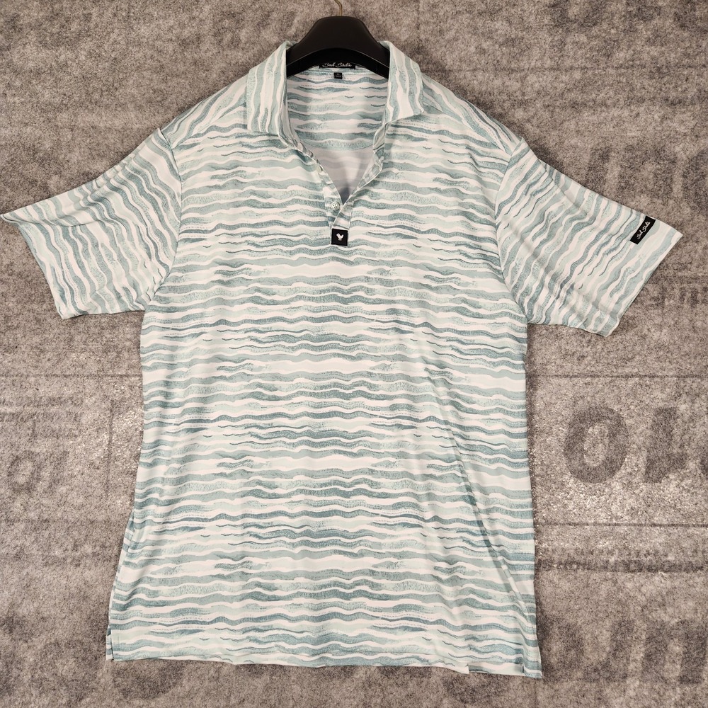 Bad Birdie Polo Men's Size XL All Over Patterned Performance Short Sleeve